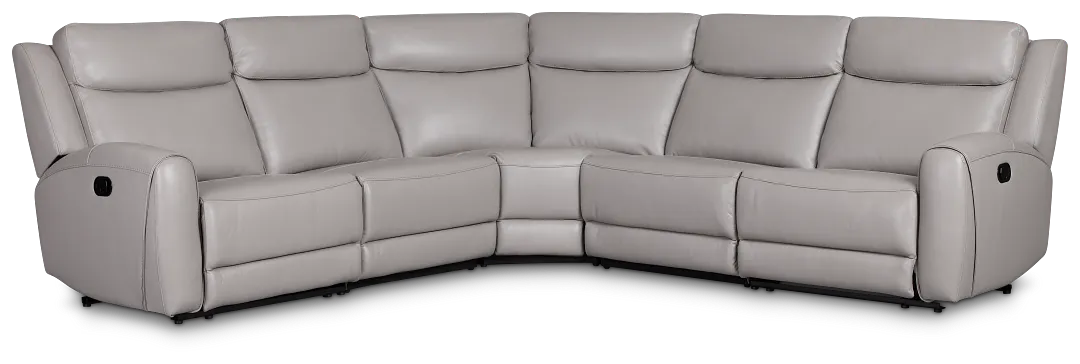 Walker Light Gray Lthr/vinyl Small Two-arm Manually Reclining Sectional
