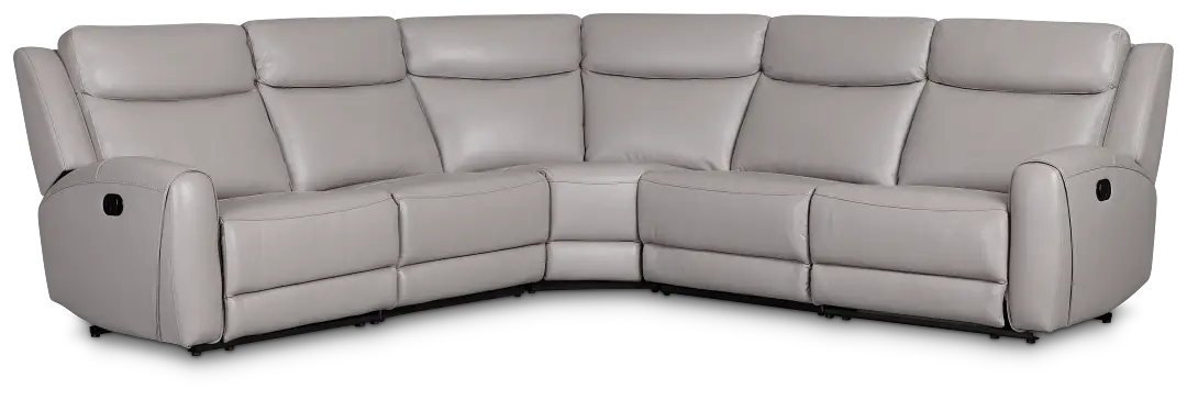Walker Light Gray Lthr/vinyl Small Two-arm Manually Reclining Sectional Walker Light Gray Lthr/vinyl Small Two-arm Manually Reclining Sectional