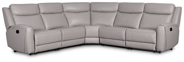 Walker Light Gray Lthr/vinyl Small Two-arm Manually Reclining Sectional