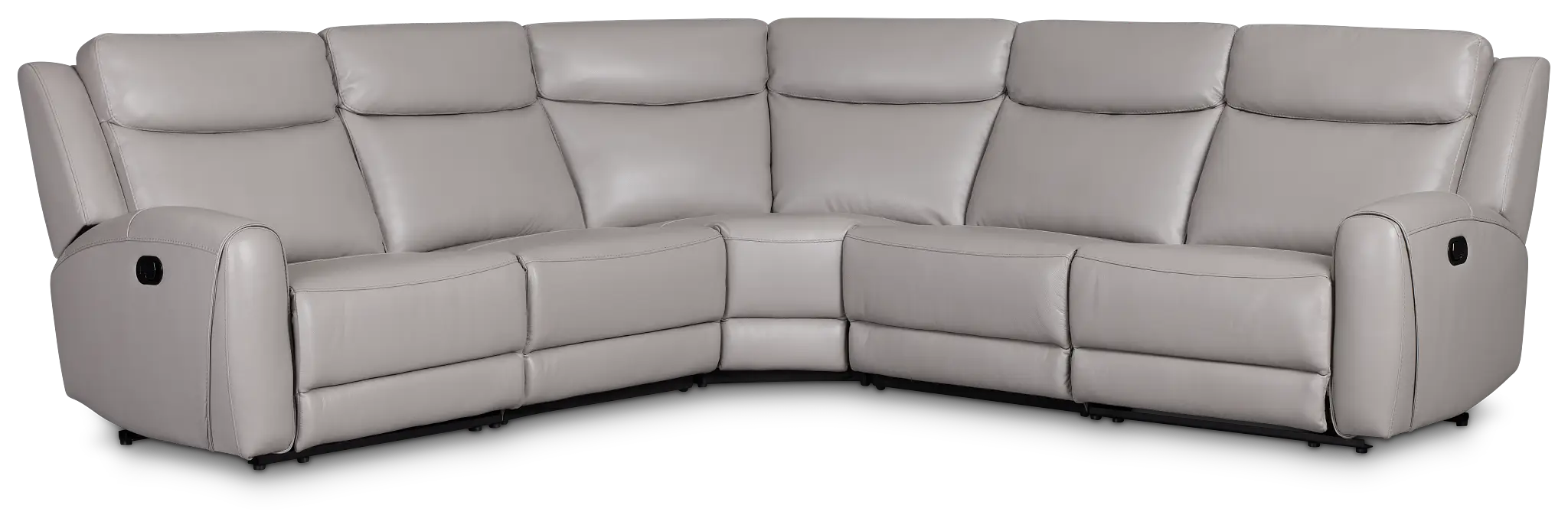 Walker Light Gray Lthr/vinyl Small Two-arm Manually Reclining Sectional Walker Light Gray Lthr/vinyl Small Two-arm Manually Reclining Sectional