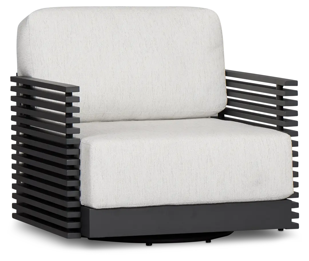 Monterey Black Aluminum Swivel Chair With Light Gray Cushions Monterey Black Aluminum Swivel Chair With Light Gray Cushions