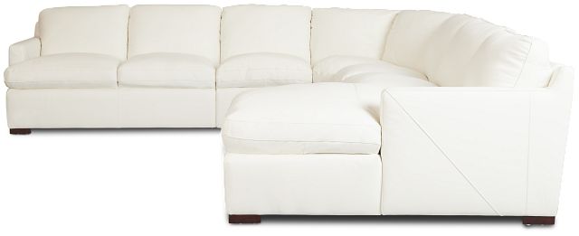 Amari White Leather Large Right Chaise Sectional