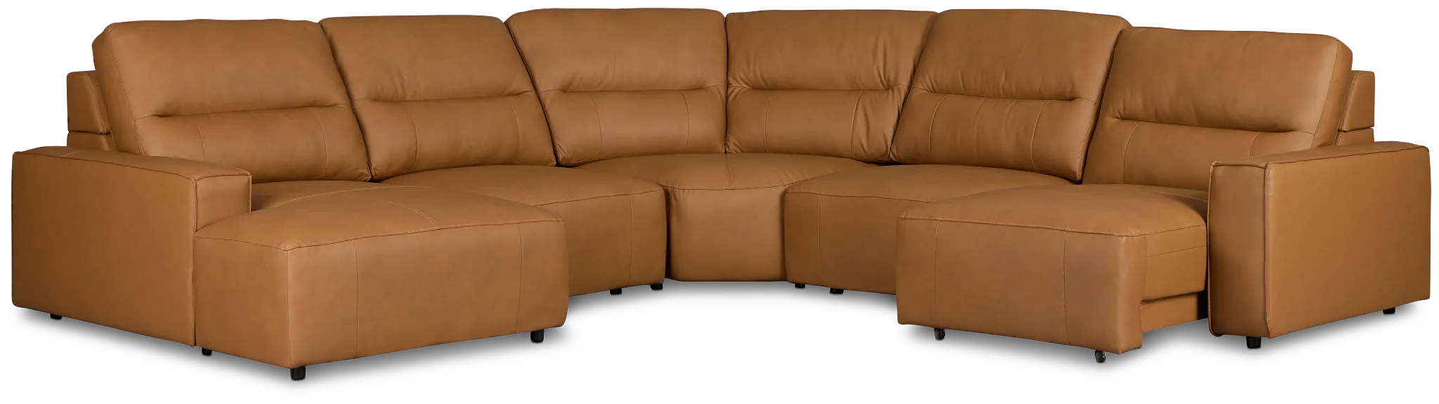Rudy Brown Lthr/vinyl Small Right Chaise Power Extension Sectional