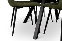 Lynden Light Tone Round Table & 4 Green Upholstered Side Chairs