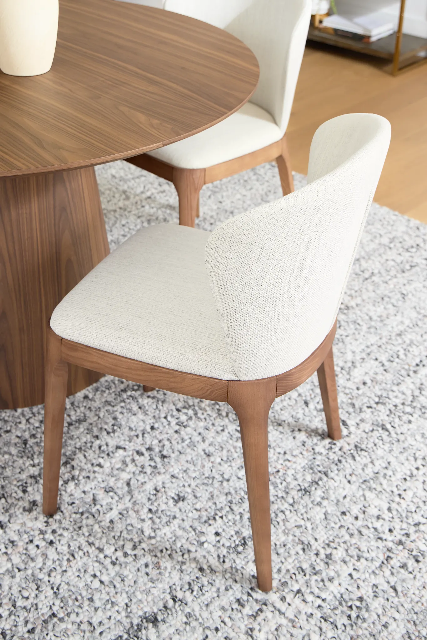 Nomad Light Beige Upholstered Side Chair With Mid Tone Legs