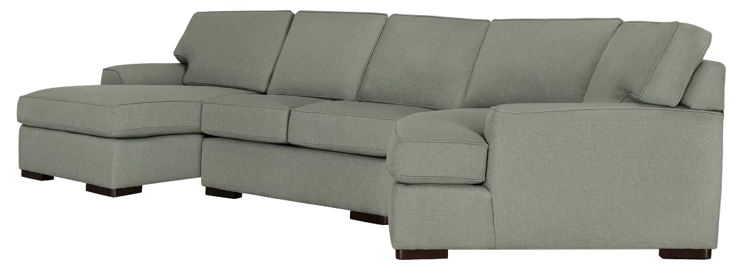 Austin Green Fabric Left Chaise Cuddler Sectional