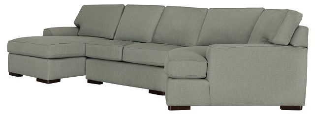 Austin Green Fabric Left Facing Chaise Cuddler Sectional