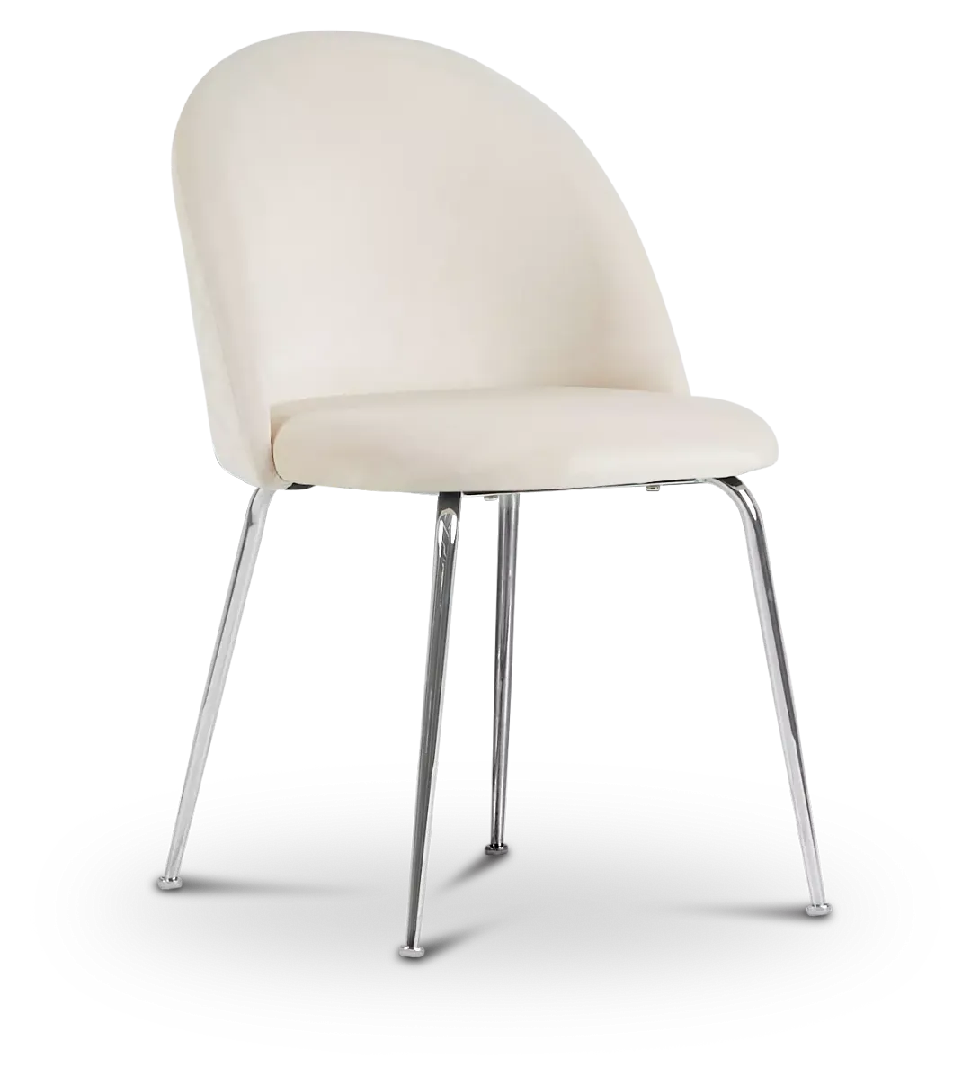 Capri Ivory Velvet Upholstered Side Chair W/ Chrome Legs