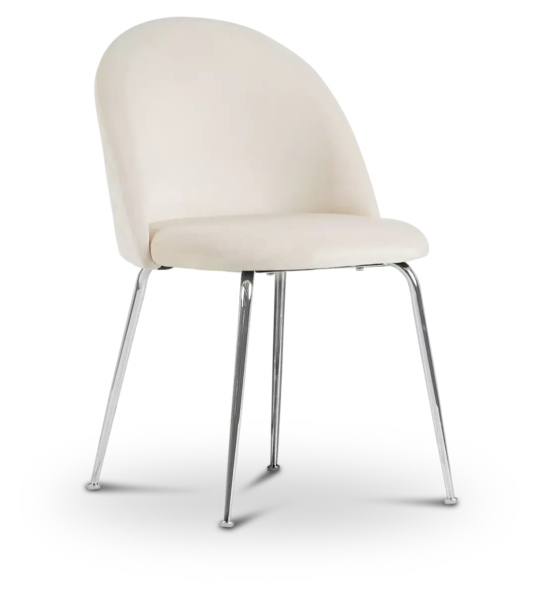 Capri Ivory Velvet Upholstered Side Chair W/ Chrome Legs Capri Ivory Velvet Upholstered Side Chair W/ Chrome Legs