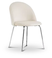Capri Ivory Velvet Upholstered Side Chair W/ Chrome Legs