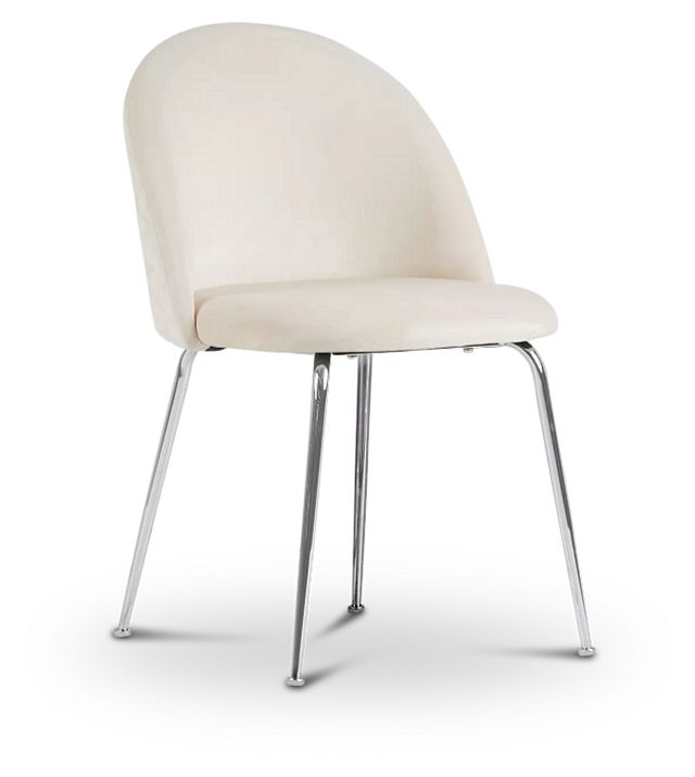 Capri Ivory Upholstered Side Chair W/ Chrome Legs (1)