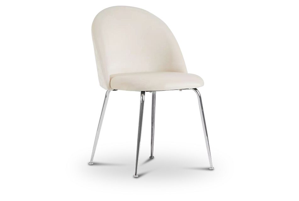 Capri IVORY Upholstered Side Chair w/Chrome Legs, (1)