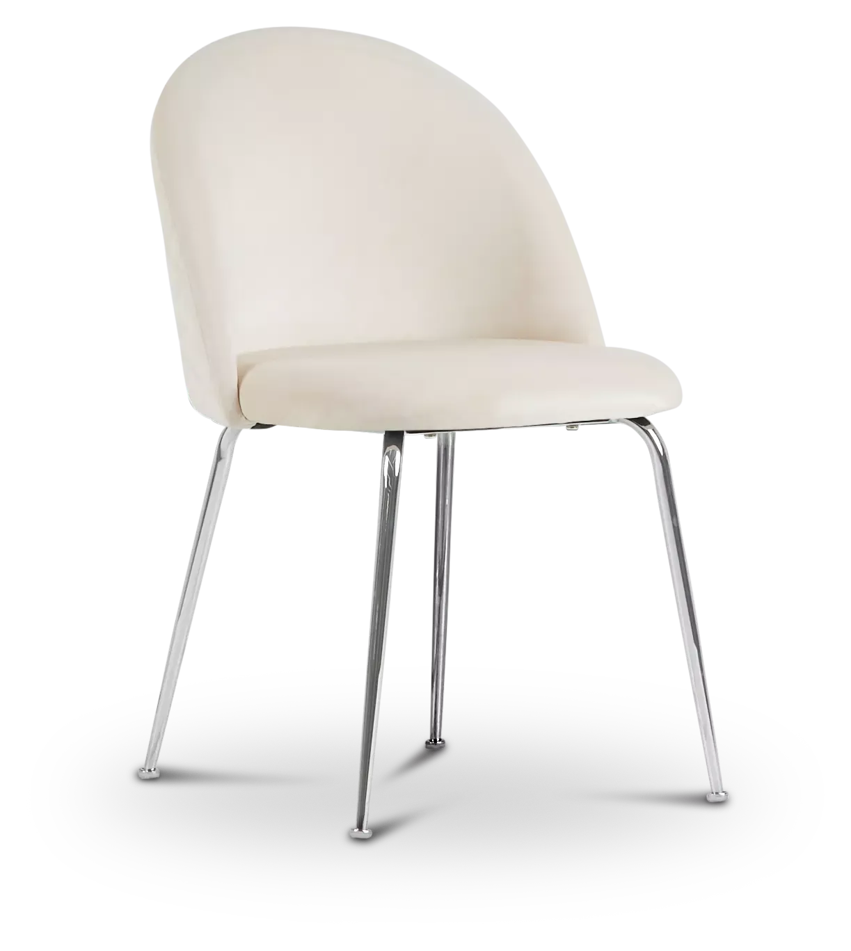 Capri Ivory Velvet Upholstered Side Chair W/ Chrome Legs