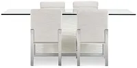 Ocean Drive 86" Glass Table & 4 Upholstered Chairs