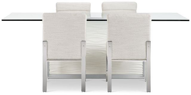 Ocean Drive 86" Glass Table & 4 Upholstered Chairs