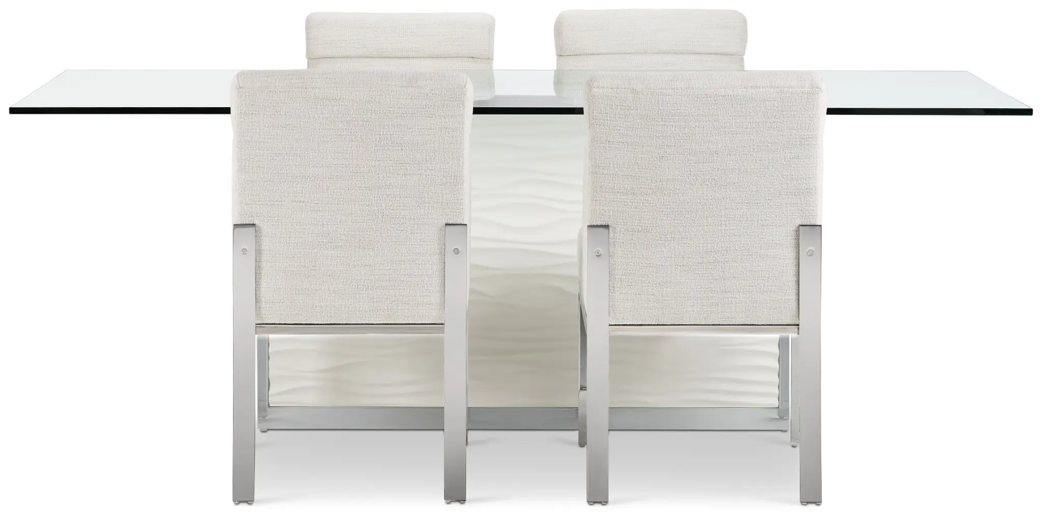 Ocean Drive 86" Glass Table & 4 Upholstered Chairs Ocean Drive 86" Glass Table & 4 Upholstered Chairs