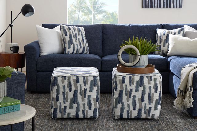 Davis Dark Blue Micro Right Bumper Sectional