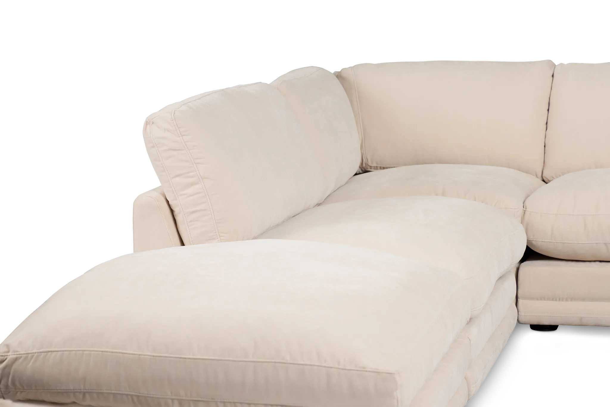 Jules Ivory Velvet 5-piece Left Facing Bumper Sectional