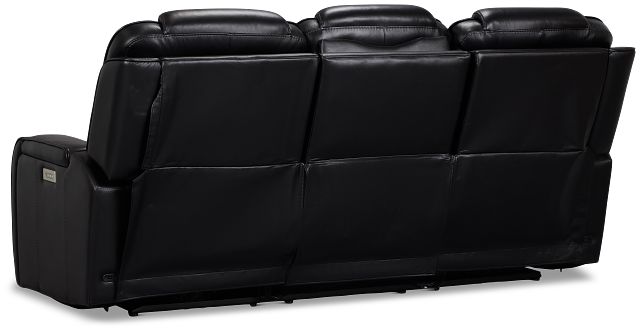 Eclipse Black Lthr/vinyl Power Reclining Sofa W/ Massage
