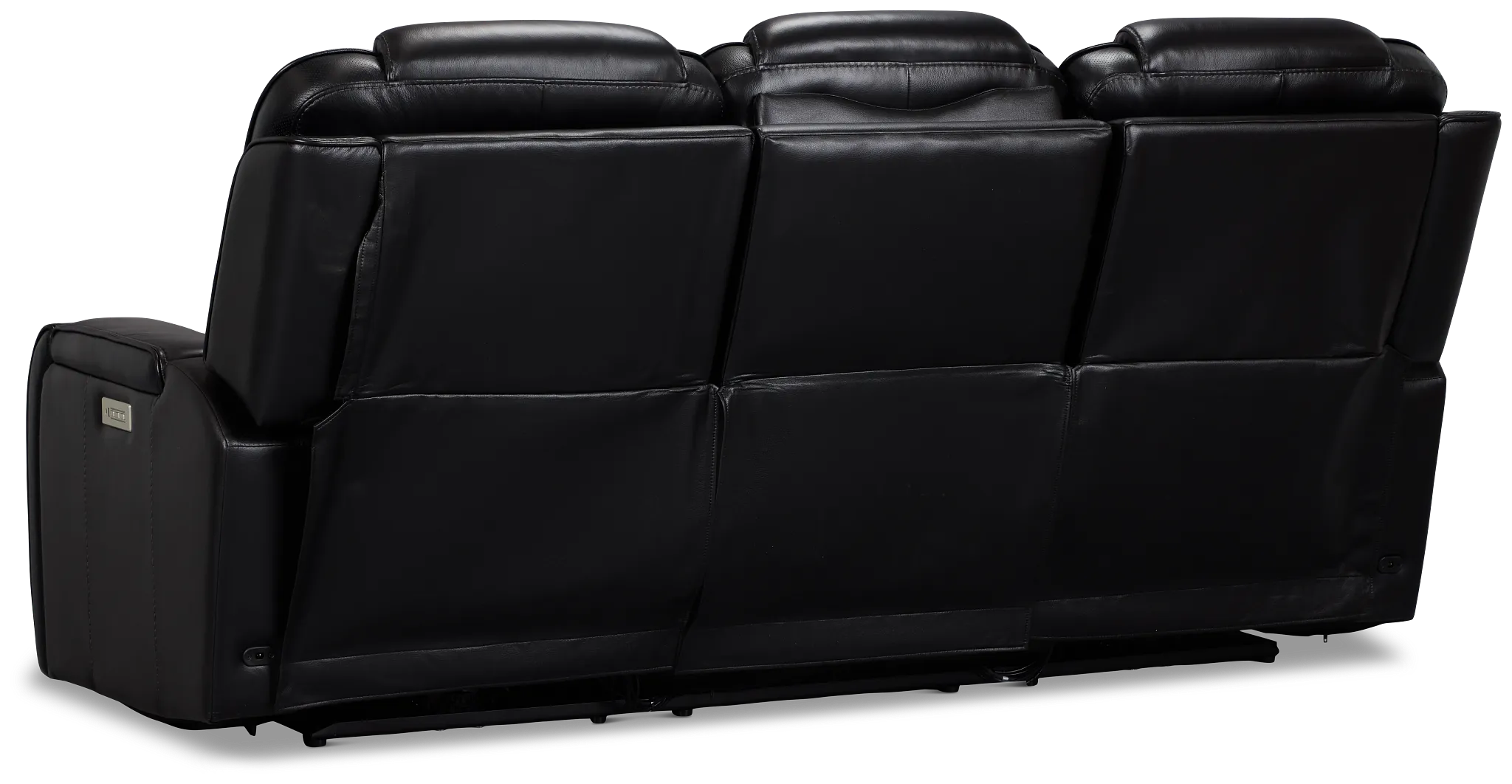 Eclipse Black Lthr/vinyl Power Reclining Sofa W/ Massage