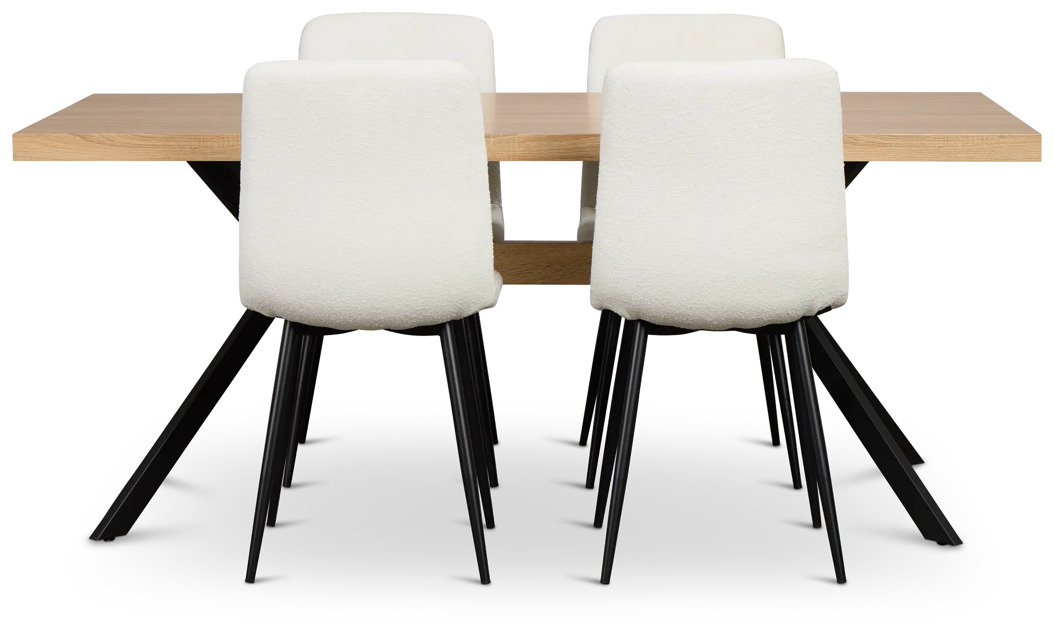 Lynden Light Tone Rect Table & 4 White Upholstered Side Chairs Lynden Light Tone Rect Table & 4 White Upholstered Side Chairs