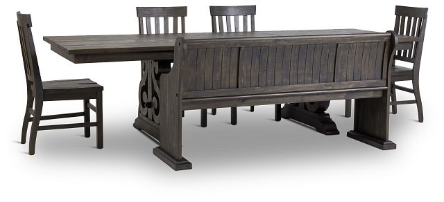 Sonoma Dark Tone Trestle Table, 4 Chairs & Bench (3)