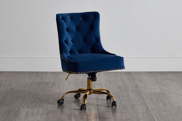 blue suede office chair