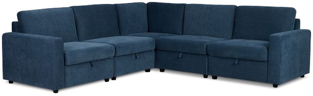 Addie Blue Fabric Small 2-arm Storage Sectional
