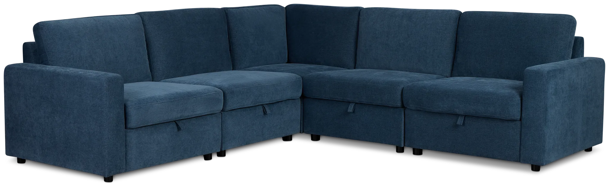 Addie Blue Fabric Small 2-arm Storage Sectional