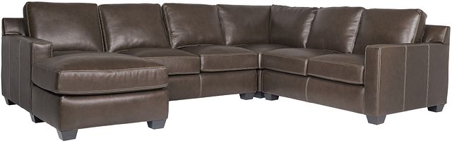 Carson Dark Brown Leather Medium Left Chaise Sectional