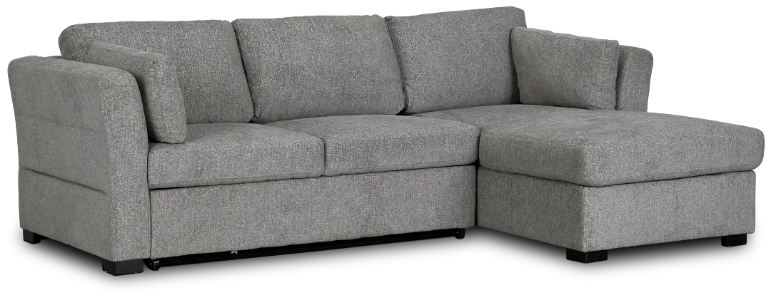 Amber Dark Gray Fabric Small Right Chaise Storage Sleeper Sectional