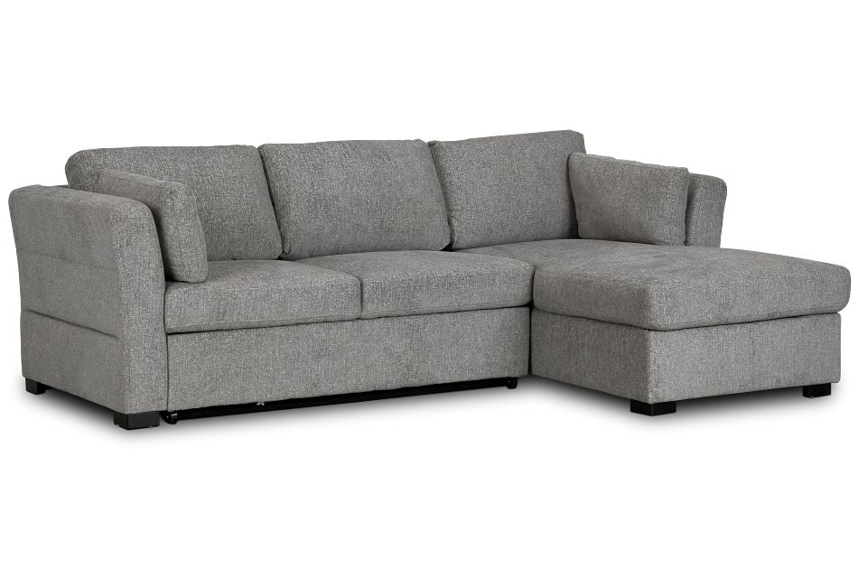 Amber Dark Gray Fabric Small Right Chaise Sleeper Sectional