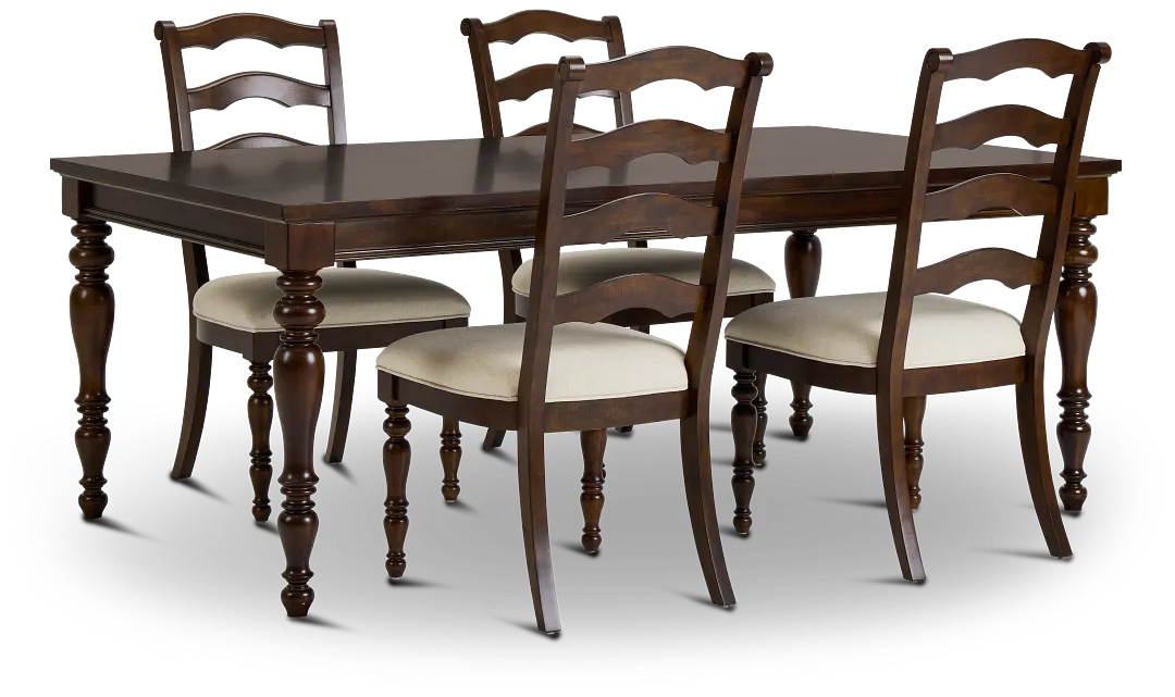 Savannah Dark Tone Rect Table & 4 Chairs