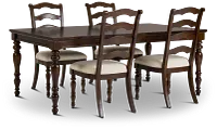 Savannah Dark Tone Rect Table & 4 Chairs