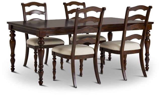 Savannah Dark Tone Rect Table & 4 Chairs