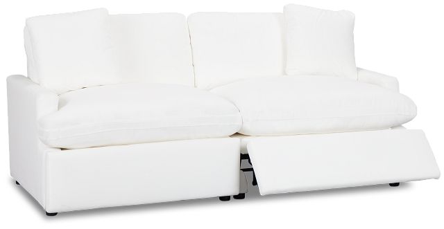 Skye White Fabric Power Reclining Sofa