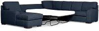Sinclair Dark Blue Fabric Left Chaise Cooling Memory Foam Sleeper Sectional