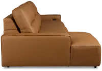 Rudy Brown Lthr/vinyl Left Dual Power Extension Chaise Sectional