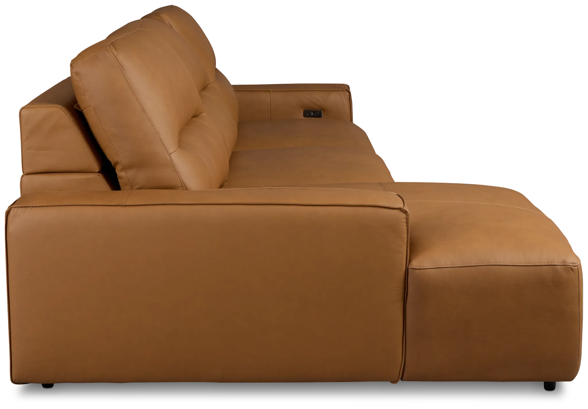 Rudy Brown Lthr/vinyl Left Dual Power Extension Chaise Sectional