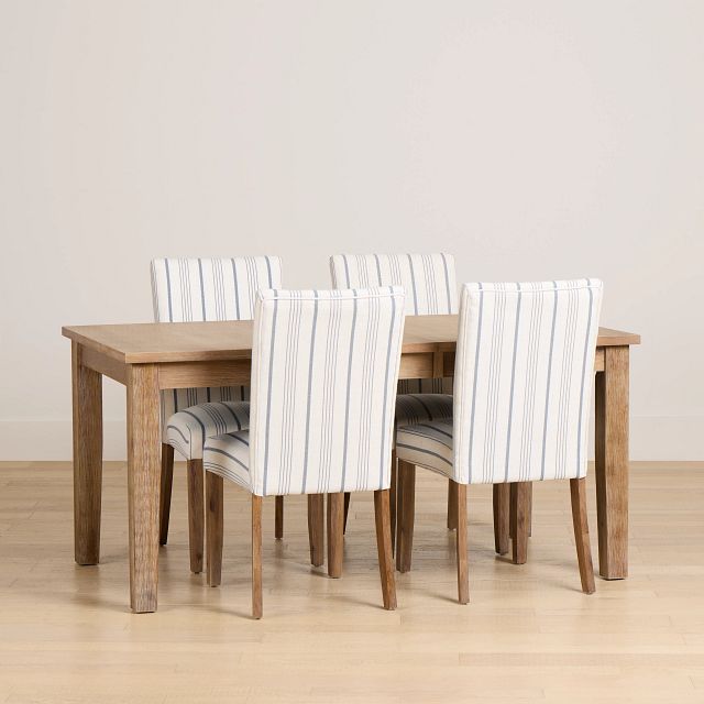 Woodstock Light Tone Rectangular Table & 4 Upholstered Chairs