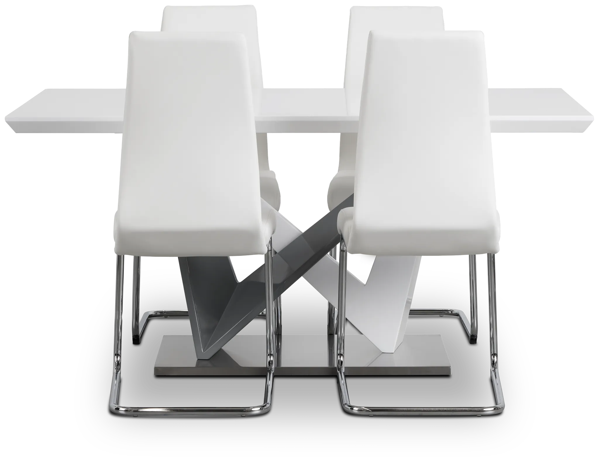 Lennox White Rect Table & 4 Upholstered Chairs