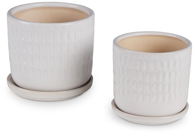 Titus White Set Of 2 Planter