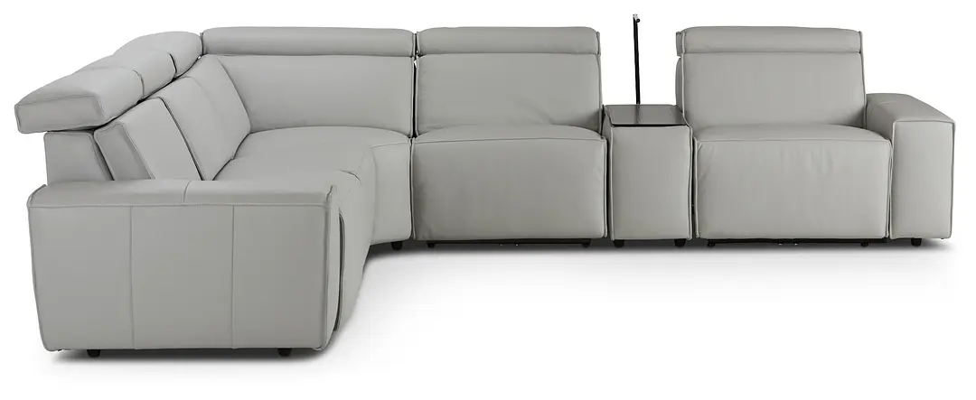 Carmelo Gray Leather Medium Triple Power 2-arm Sectional Carmelo Gray Leather Medium Triple Power 2-arm Sectional