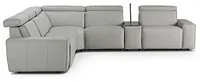 Carmelo Gray Leather Medium Triple Power 2-arm Sectional