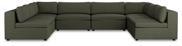 Destin Sutton Green Fabric 8-piece Modular Sectional