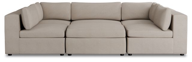 Destin Sutton Beige Fabric 6-piece Pit Sectional