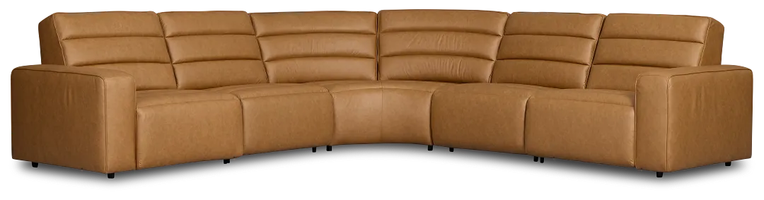Sawyer Light Brown Micro Small Triple Power Reclining Two-arm Sectional
