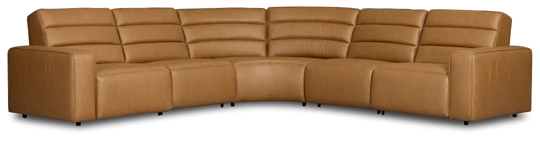 Sawyer Light Brown Micro Small Triple Power Reclining Two-arm Sectional Sawyer Light Brown Micro Small Triple Power Reclining Two-arm Sectional