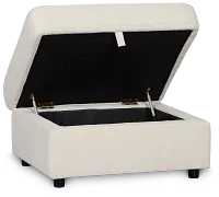 Addie Beige Fabric Storage Ottoman