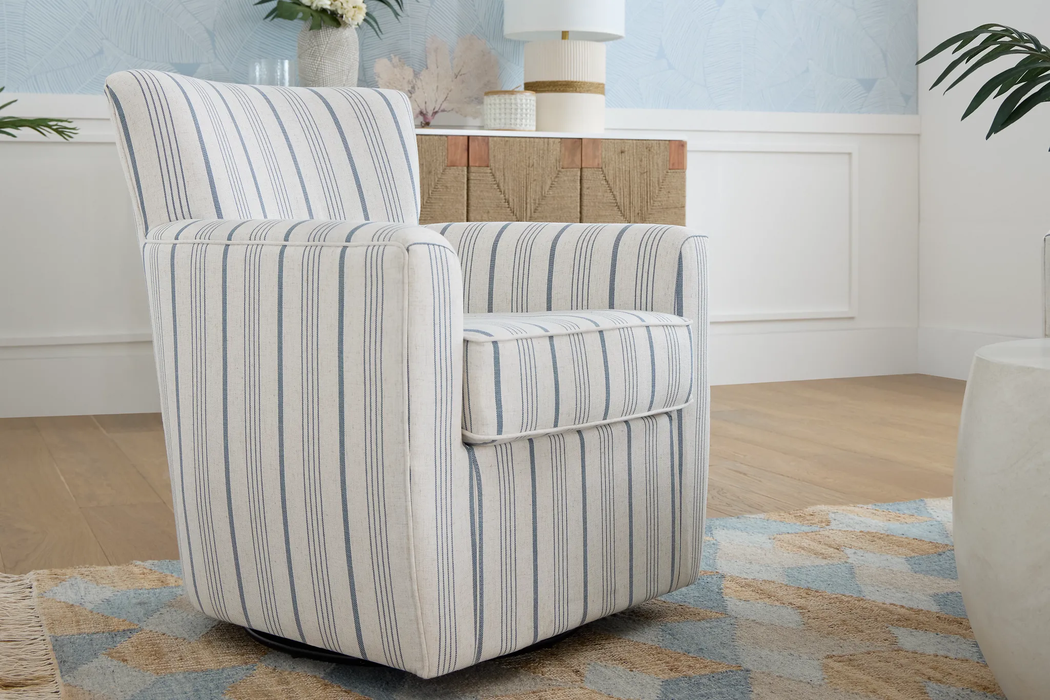 Blakely Light Blue Stripe Accent Chair